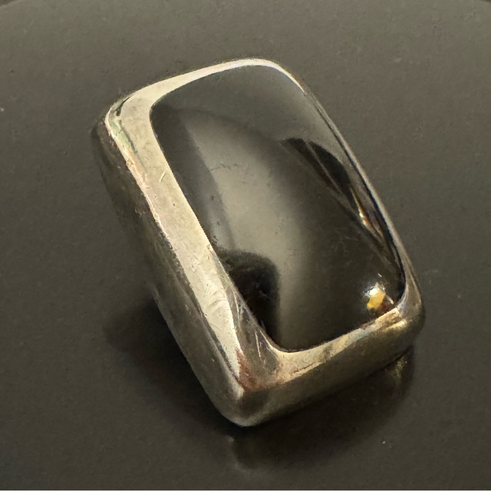 Vintage Taxco Mexico Sterling Silver Modernist Onyx Slide Pendant / Bolo – 17g